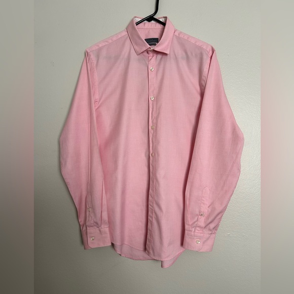 Zara Man Slim Fit Pink Button-Down Shirt 100% Cotton Size L - Picture 2 of 8